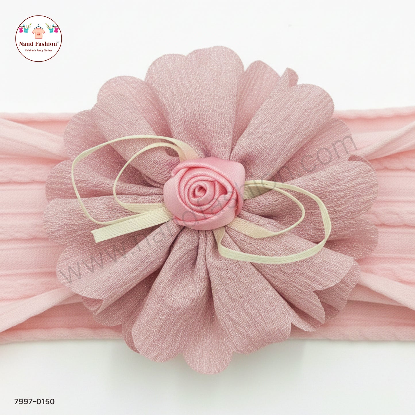 Baby Girl Pink Floral Nylon Headband – Soft Stretch Hair Band