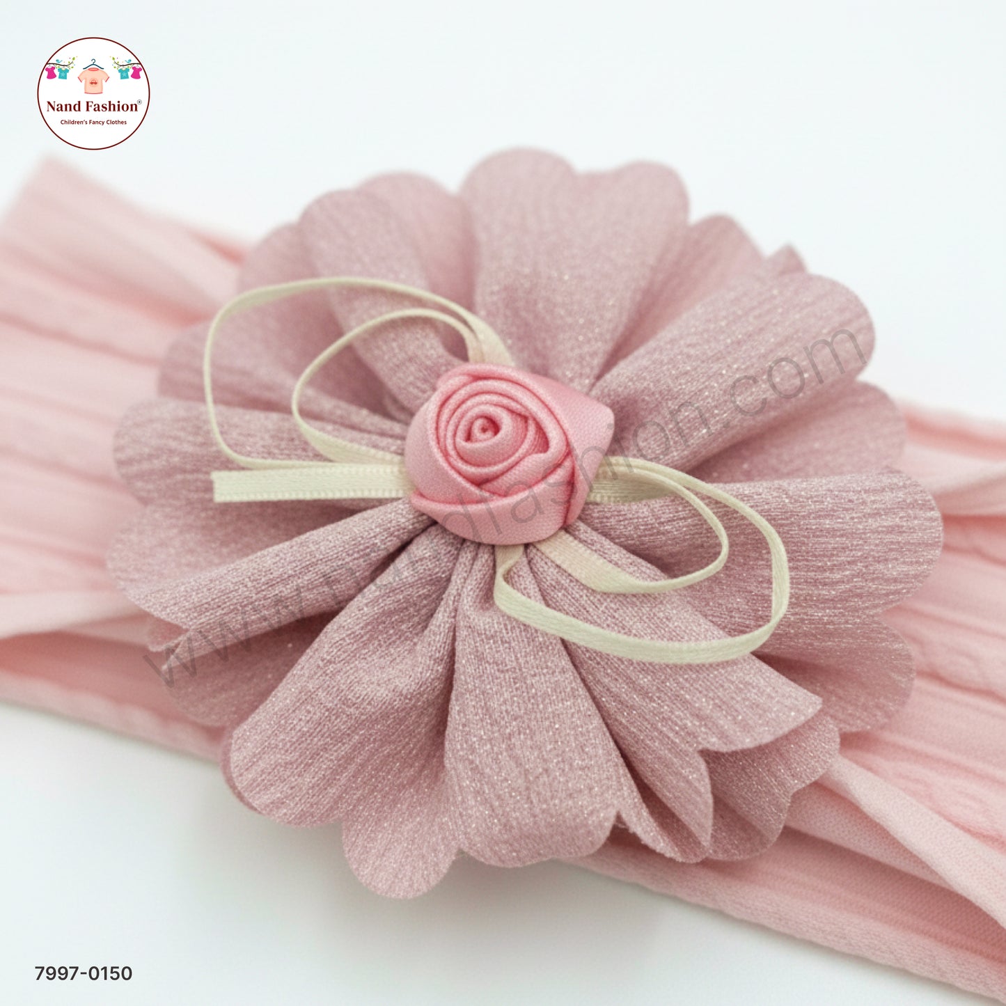 Baby Girl Pink Floral Nylon Headband – Soft Stretch Hair Band