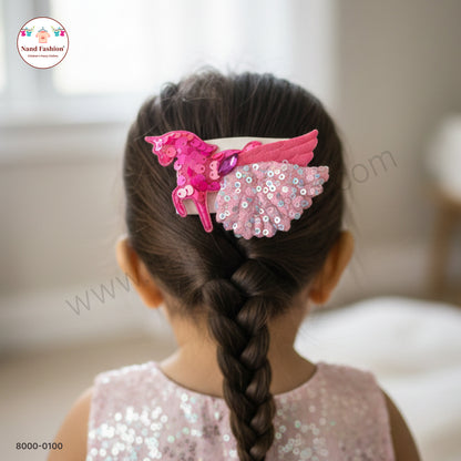 Baby Girl Pink Unicorn Sequin Hair Pin – Sparkly Party Wear