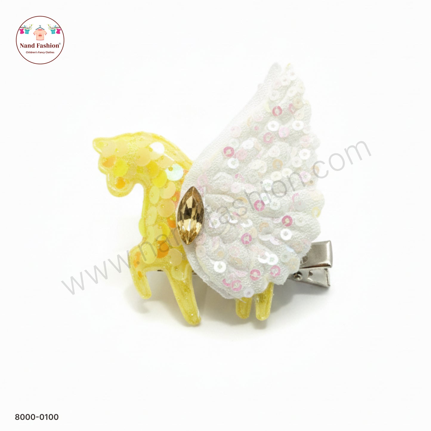 Baby Girl Yellow Unicorn Sequin Hair Pin – Sparkly Party Wear