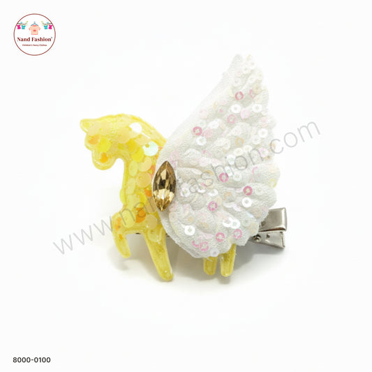 Baby Girl Yellow Unicorn Sequin Hair Pin – Sparkly Party Wear
