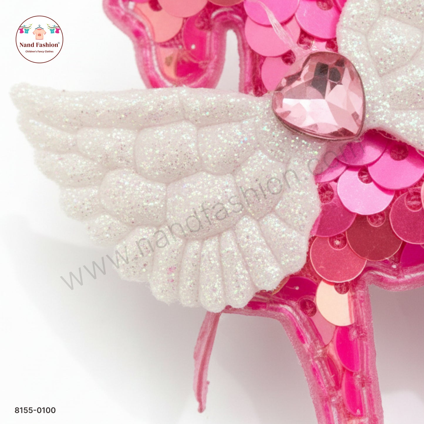 Baby Girl Pink Unicorn Sequin Hair Pin with Wings – Premium Party Wear