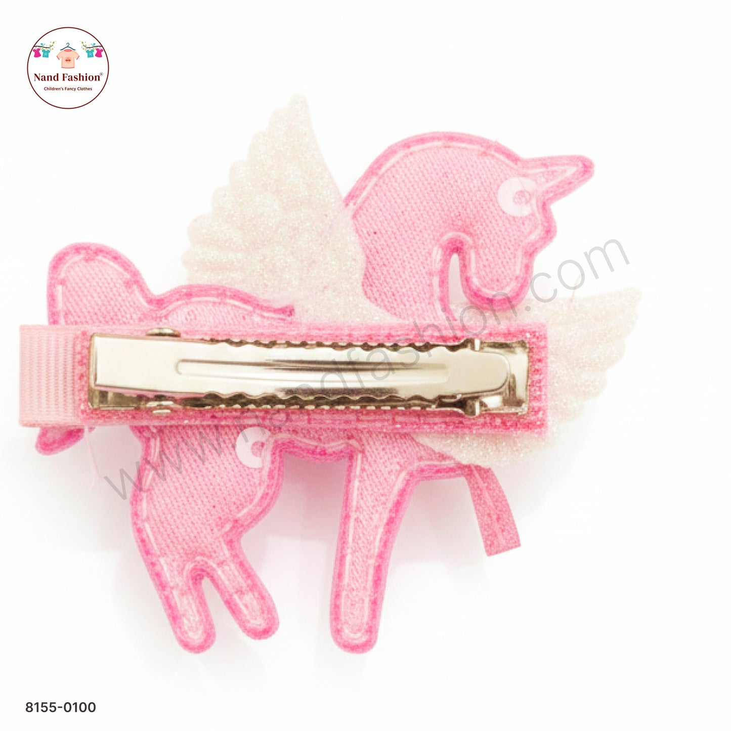 Baby Girl Pink Unicorn Sequin Hair Pin with Wings – Premium Party Wear