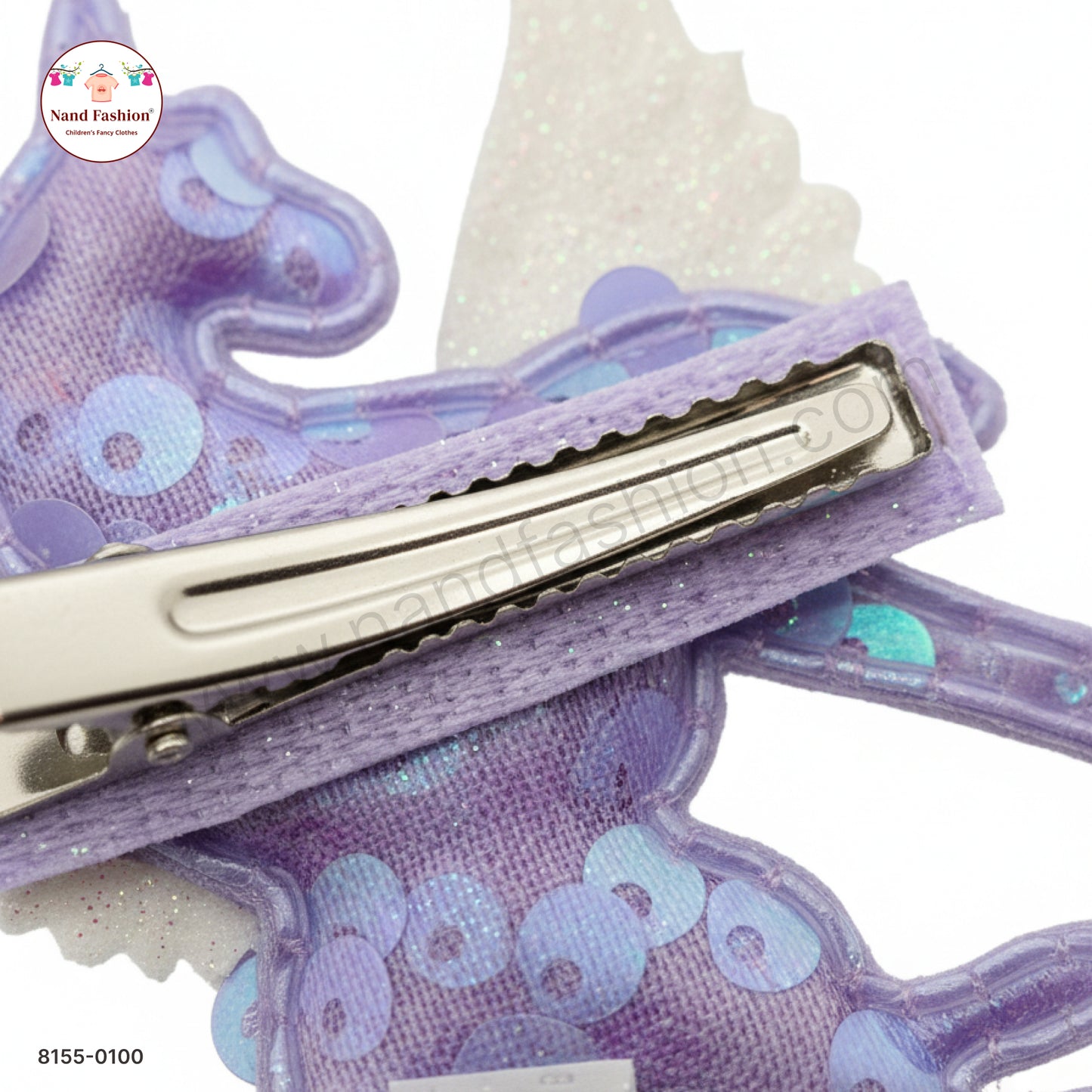 Baby Girl purple Unicorn Sequin Hair Pin with Wings – Premium Party Wear
