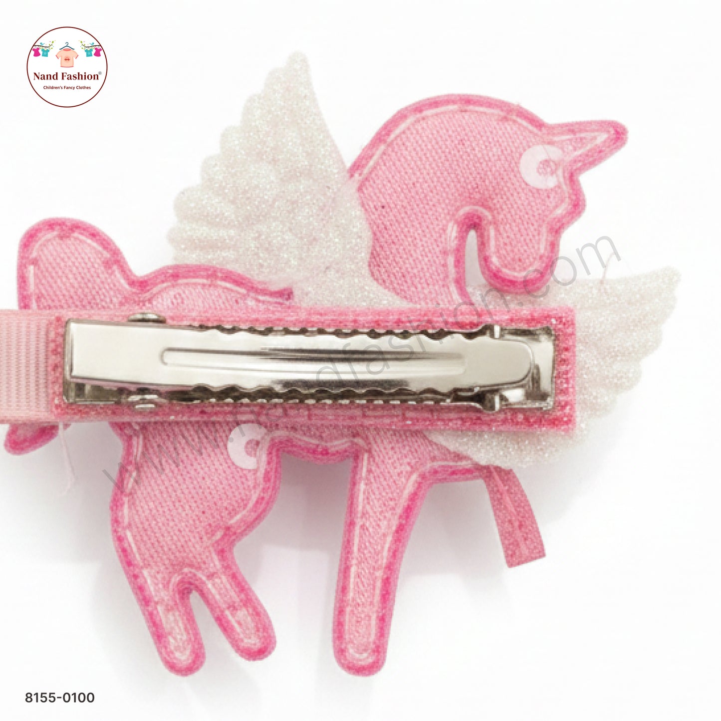 Baby Girl light Pink Unicorn Sequin Hair Pin with Wings – Premium Party Wear