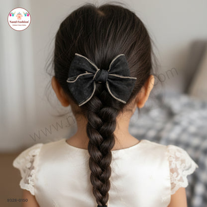 Black Designer Bow Hair Pin for Baby Girls
