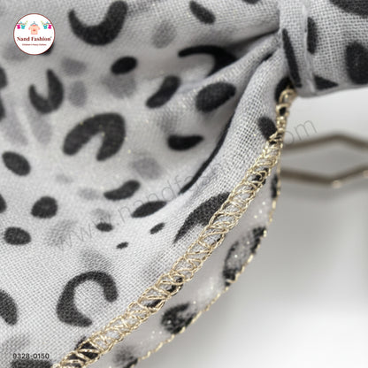 Grey Leopard Print Designer Bow Hair Pin for Baby Girls