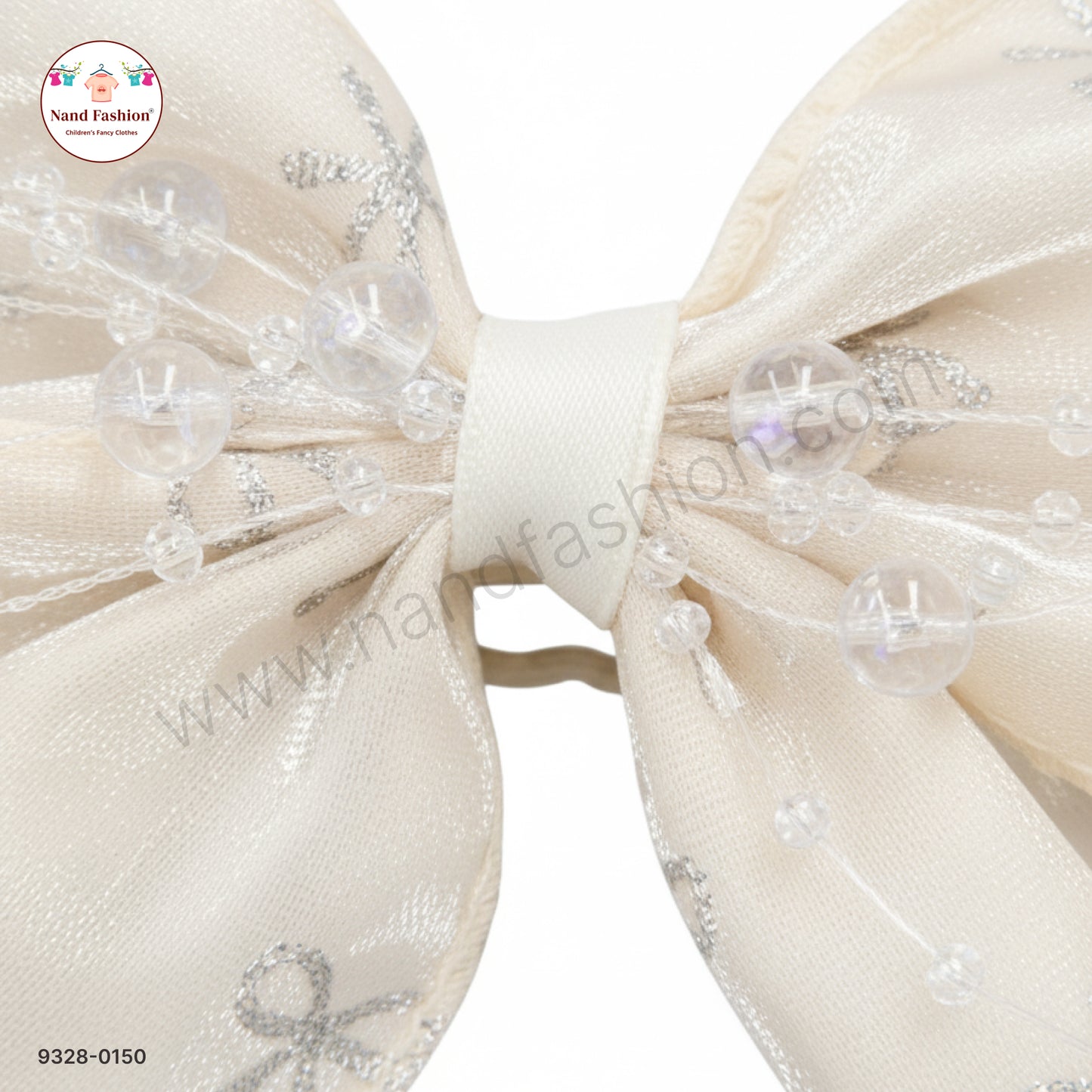 Cream Pearl Bow Hair Pin for Baby Girls