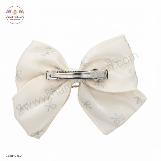 Cream Pearl Bow Hair Pin for Baby Girls