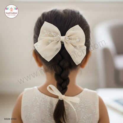 Cream Pearl Bow Hair Pin for Baby Girls