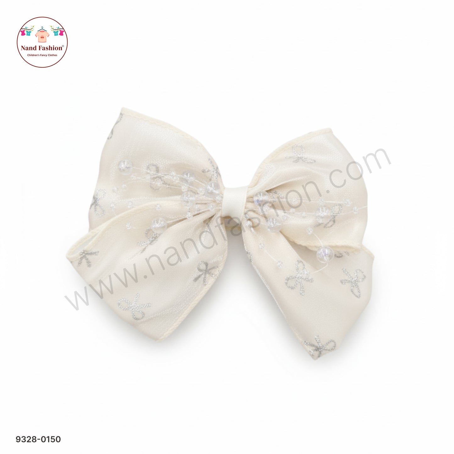 Cream Pearl Bow Hair Pin for Baby Girls