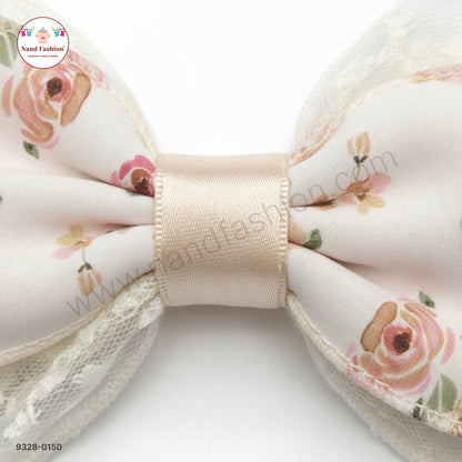 Floral Designer Bow Hair Pin for Baby Girls