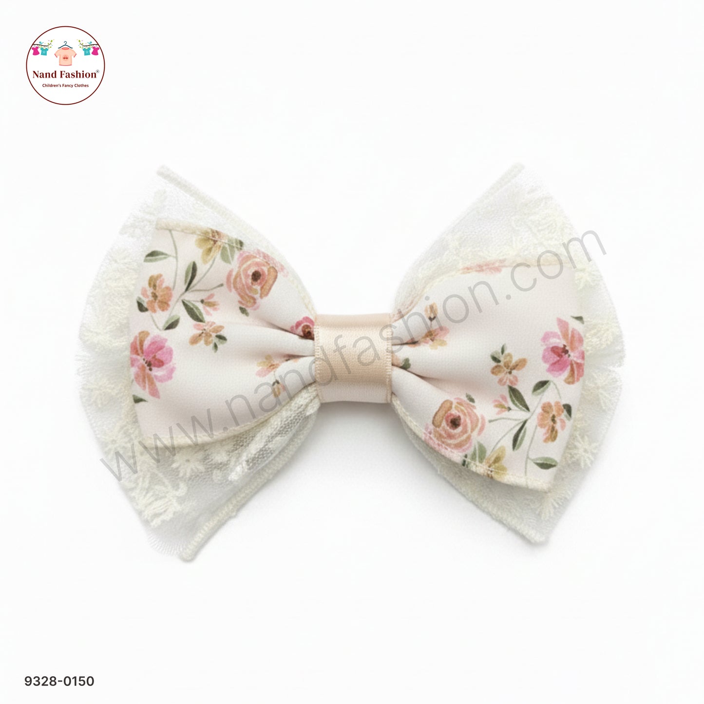 Floral Designer Bow Hair Pin for Baby Girls