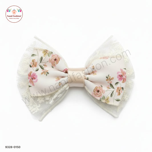 Floral Designer Bow Hair Pin for Baby Girls