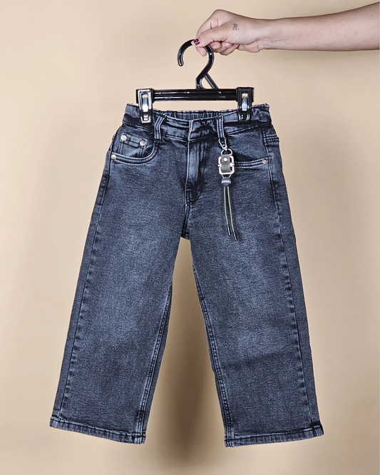 Charcoal Boys Cotton Baggy Fit Jeans