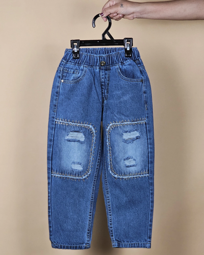 Boys Baggy Jeans Patched With Color