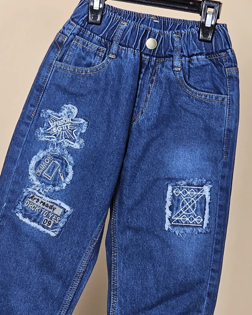 Boys Printed Light Fade Cotton Jeans