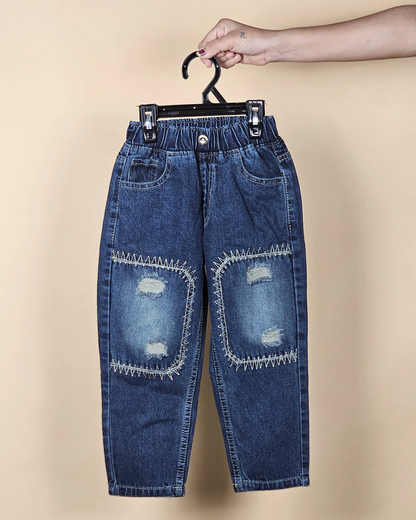 Boys Baggy Jeans Patched With Color