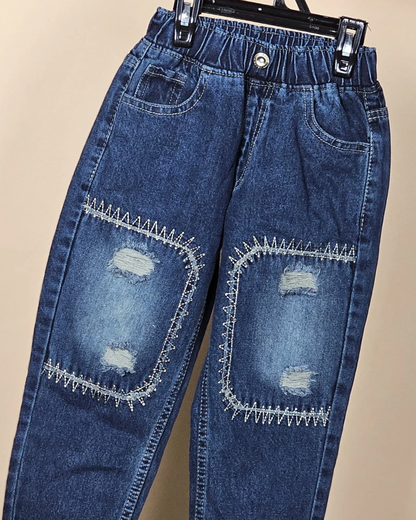 Boys Baggy Jeans Patched With Color