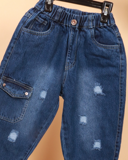 Boys Baggy Jeans Patched With Color