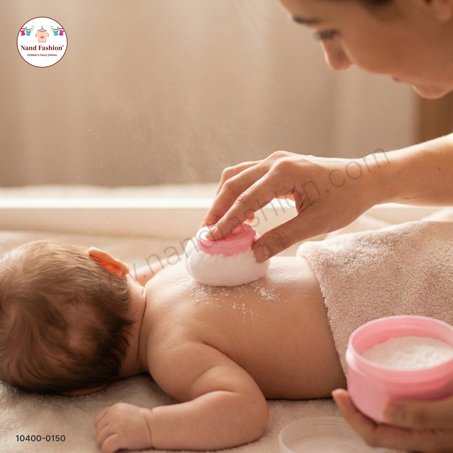 Baby Powder Box with Soft Puff & Secure Lid | BPA-Free Premium Baby Care Container