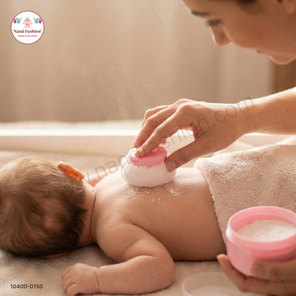 Baby Powder Box with Soft Puff & Secure Lid | BPA-Free Premium Baby Care Container