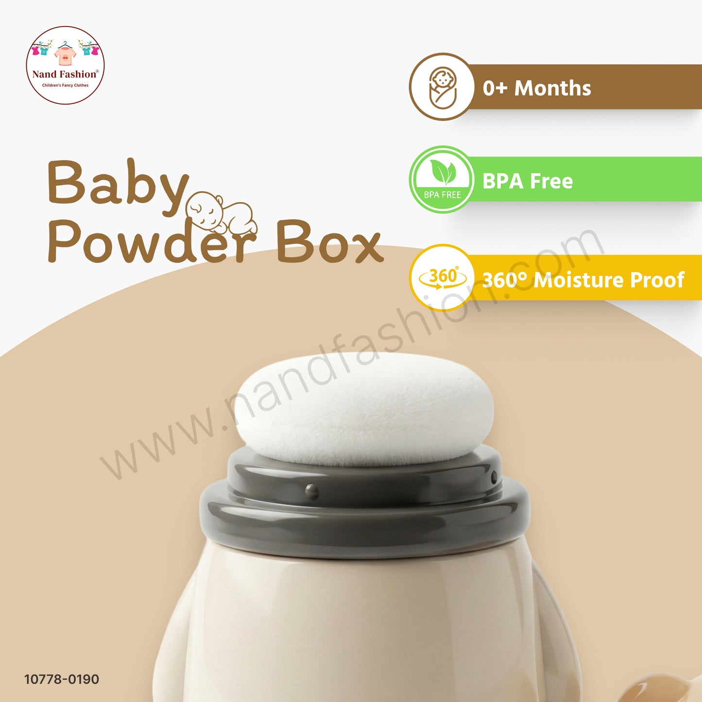 Baby Powder Box with Soft Puff | Cute Bear Design Premium Baby Care Container