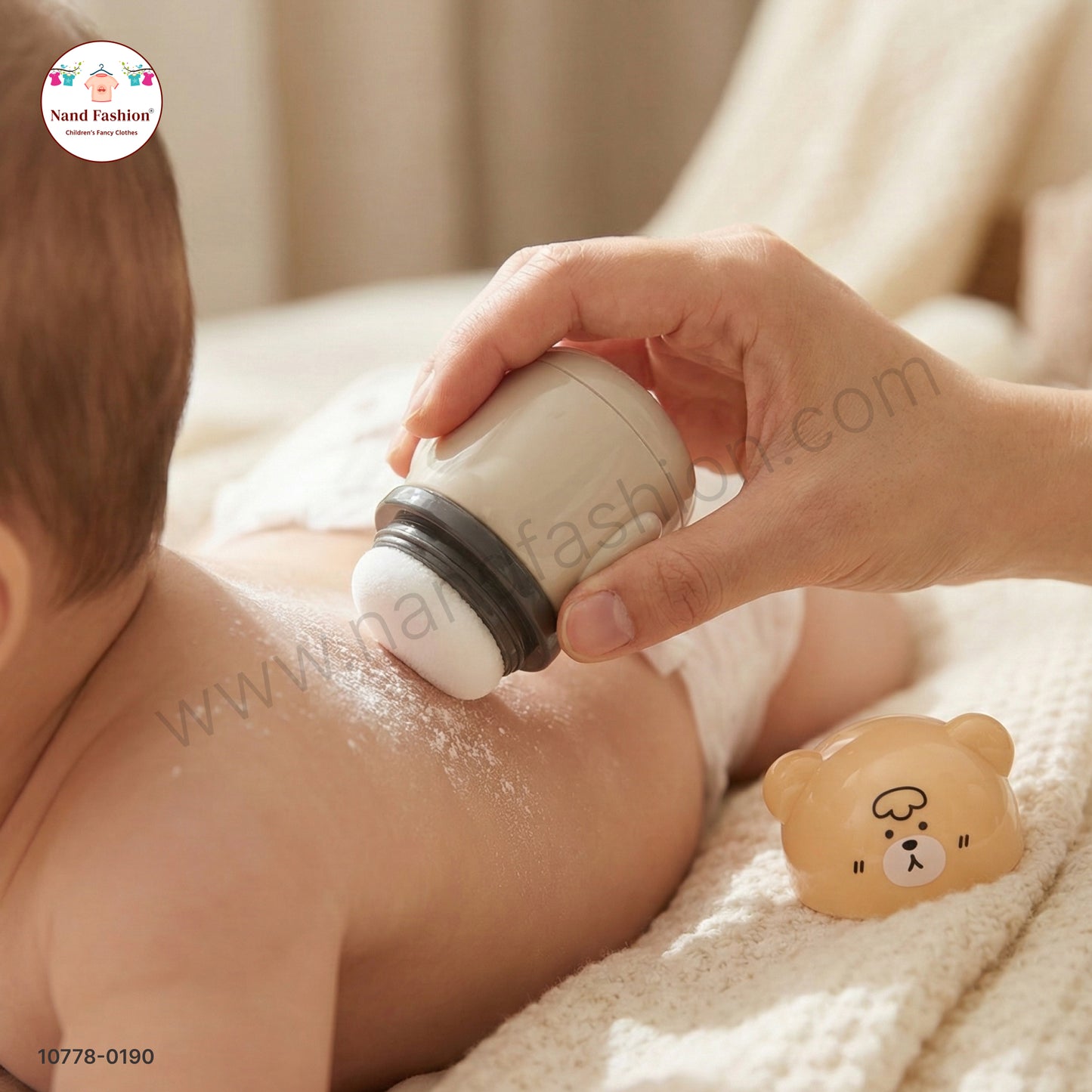 Baby Powder Box with Soft Puff | Cute Bear Design Premium Baby Care Container