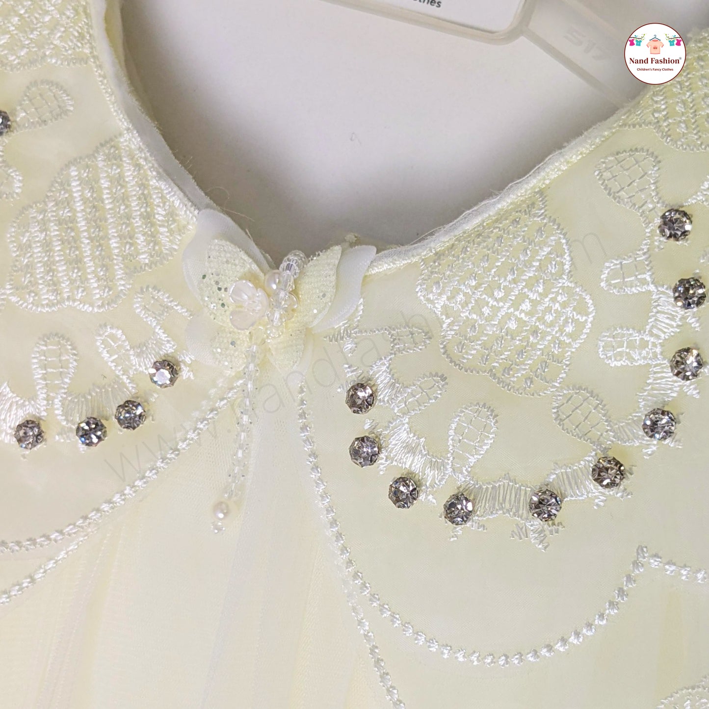 Pearl-Collar Net Party Wear Frock for Baby Girls – Available in Purple & White