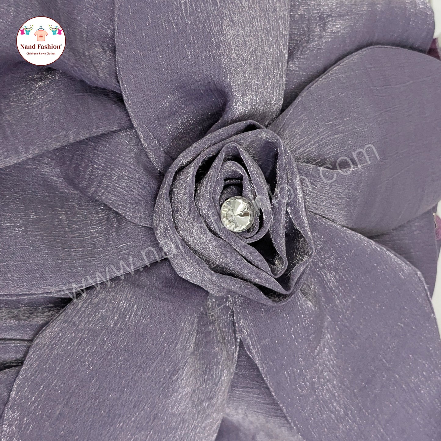 Elegant Lavender Flower Applique Party Wear Frock for Baby Girls with Layered Flare