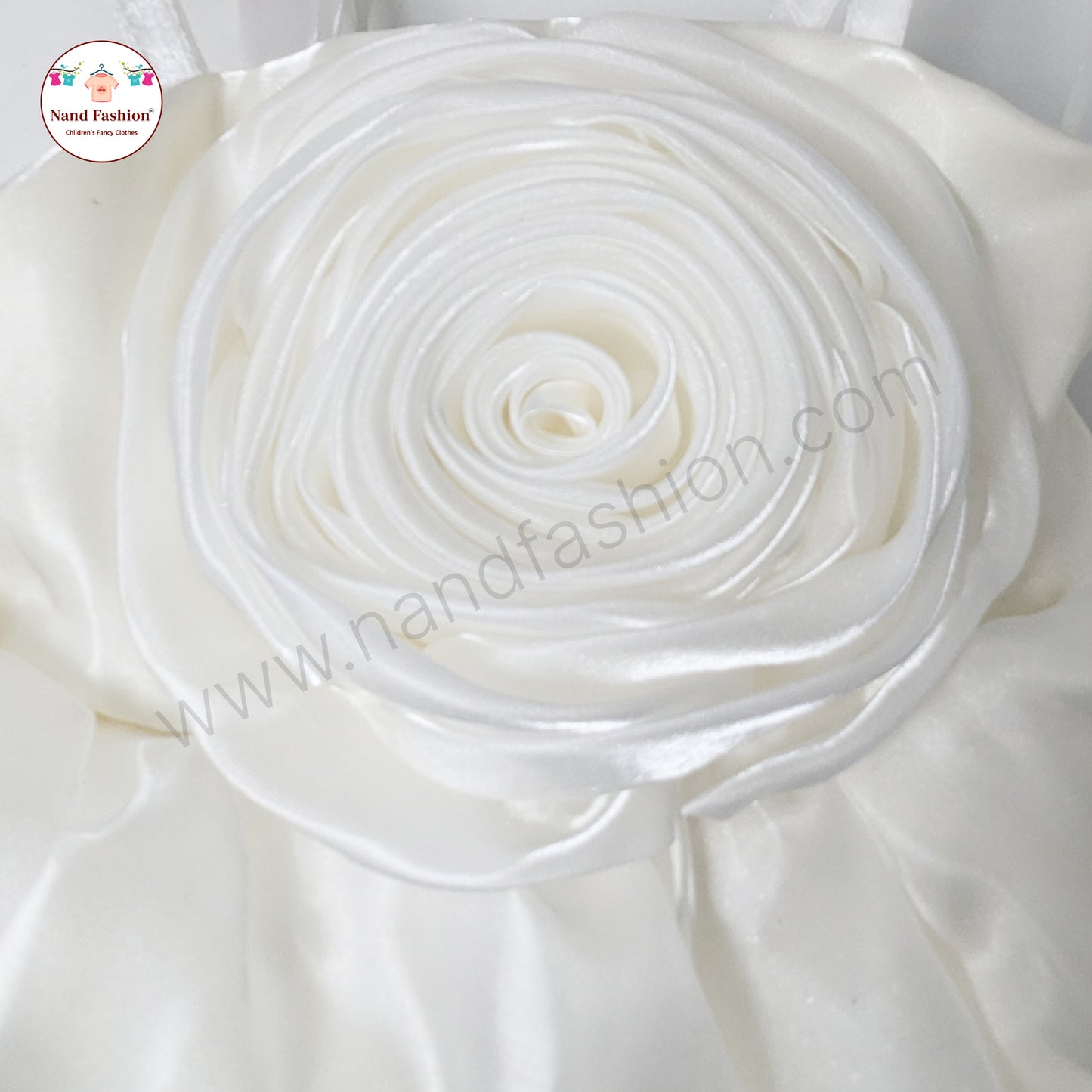 Snow White Rose Applique Party Wear Frock for Baby Girls with Puffy Layered Skirt