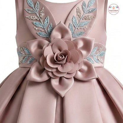 Premium High-Low Baby Girl Party Wear Frock with 3D Flower & Embroidered Design – Pink