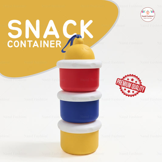 3-Layer Kids Snack Container with Carry Strap | Stackable Portable Food Storage Box