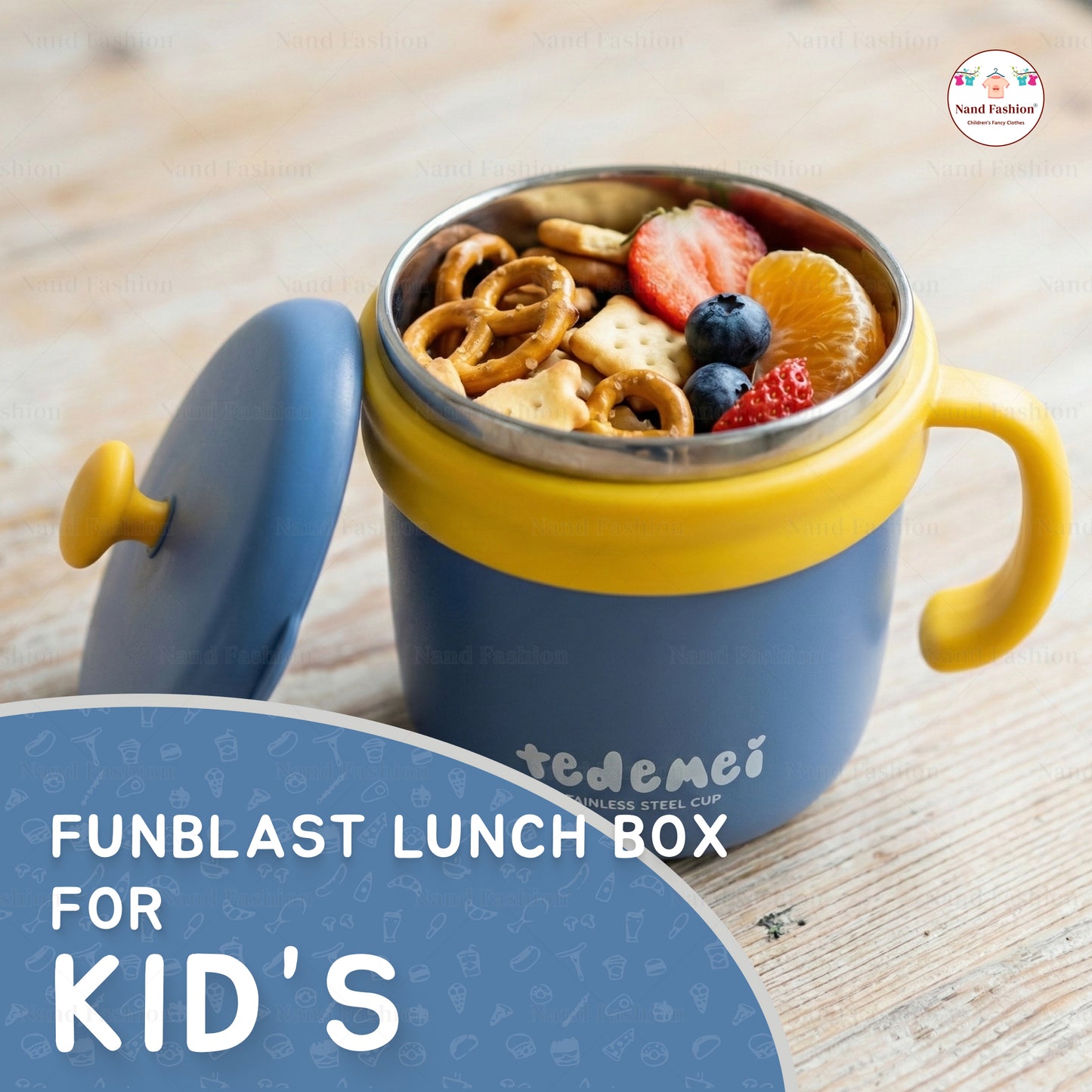 Hot & Cold Insulated Baby Feeding Bowl with Handle | Stainless Steel Baby Food Bowl with Lid in Blue and pink colors