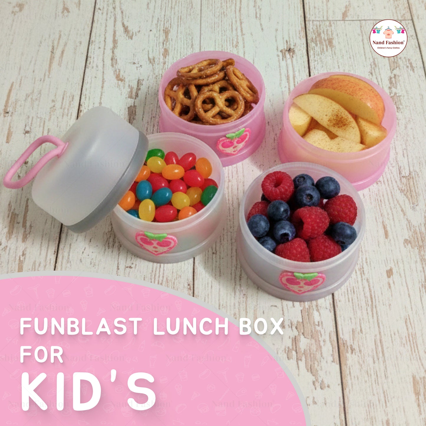 4-Layer Kids Snack Container with Handle | Stackable Portable Food Storage Box