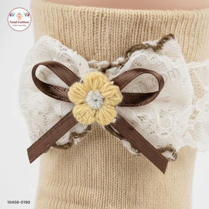 Kids Cotton Socks with Lace & Flower