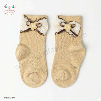 Kids Cotton Socks with Lace & Flower
