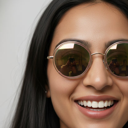 Trendy Round Women Sunglasses | Mirror Lens & UV Protection Goggles