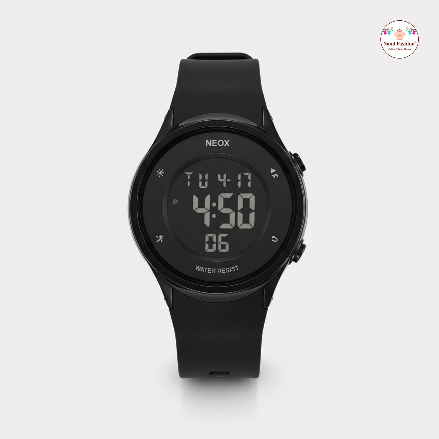 Kids Digital Sports Watch | Black Waterproof LED Watch | Soft Silicone Strap | Multi-Function Display