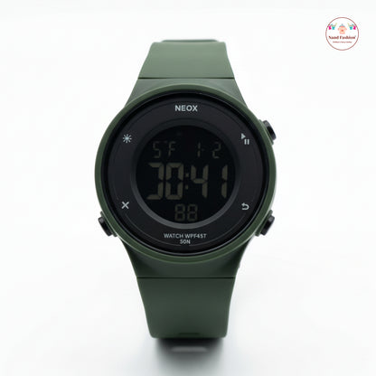 Kids Digital Sports Watch | Black Waterproof LED Watch | Soft Silicone Strap | Multi-Function Display