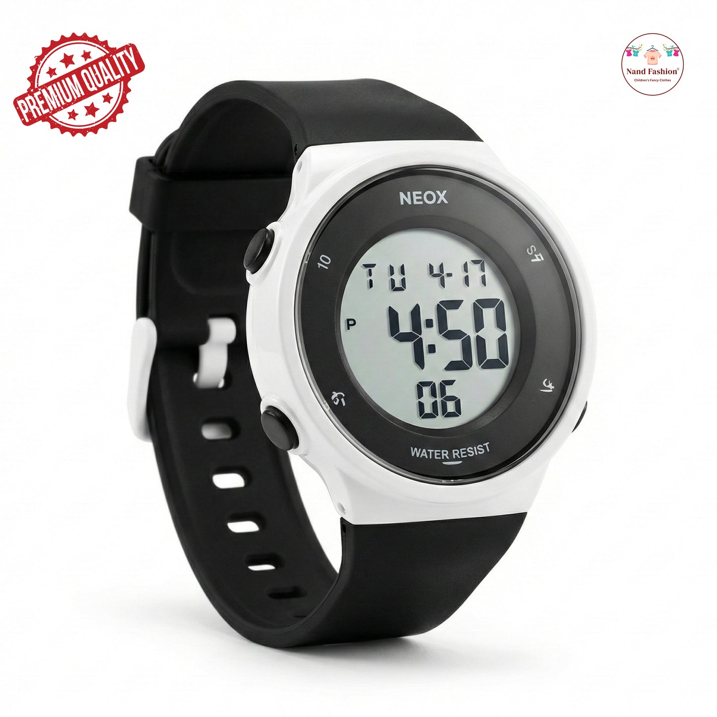 Kids Digital Sports Watch | Black Waterproof LED Watch | Soft Silicone Strap | Multi-Function Display