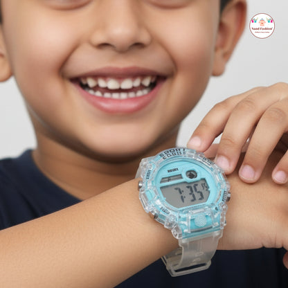 Kids Digital Sports Watch | Transparent Strap | Waterproof 30M | Multi-Function LED Display