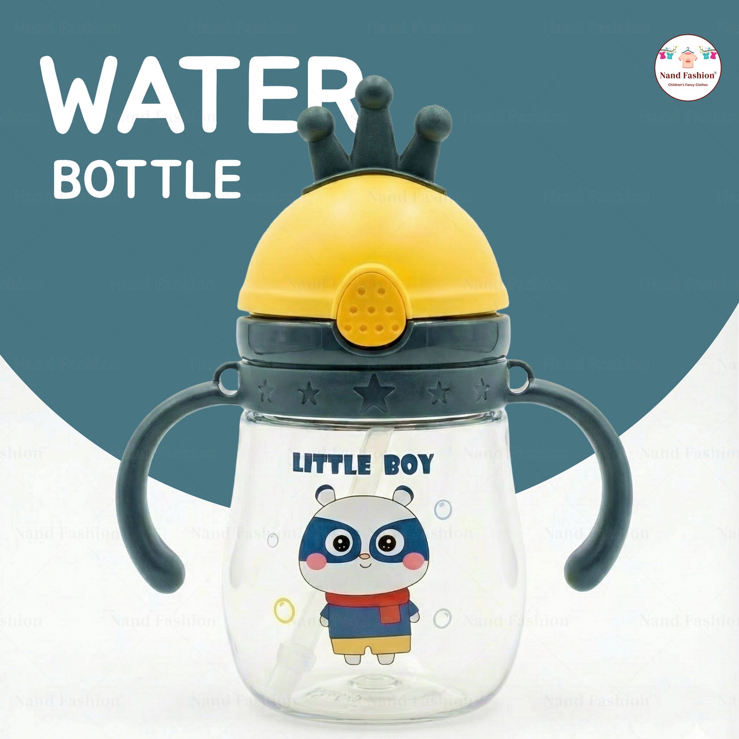 Kids Water Bottle with Straw & Handle | Leak-Proof Cartoon Sipper Bottle for Toddlers in pink and Dark Green