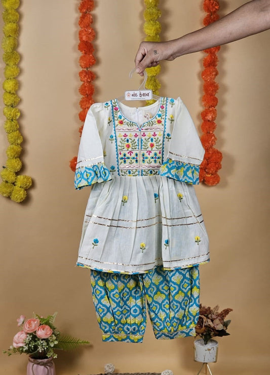 White and Blue Sharara Pair