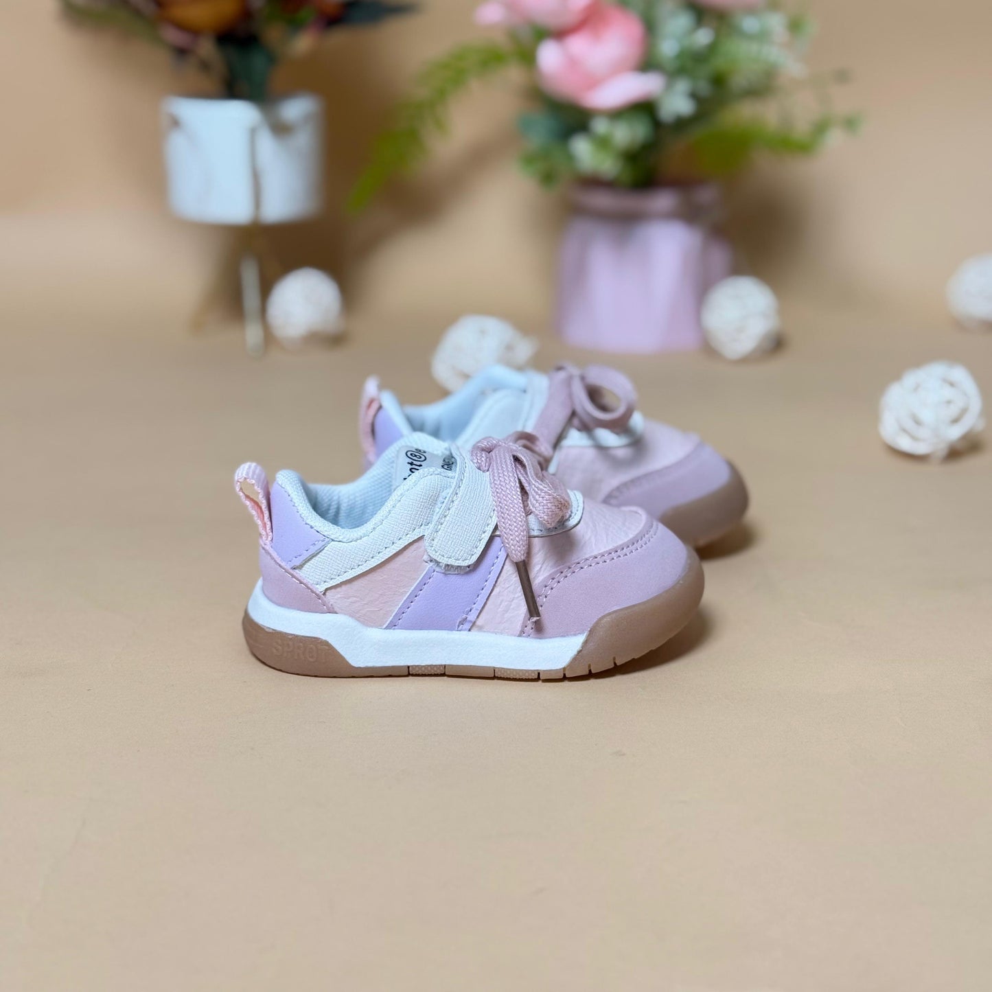 trendy pastel pink kids sneaker