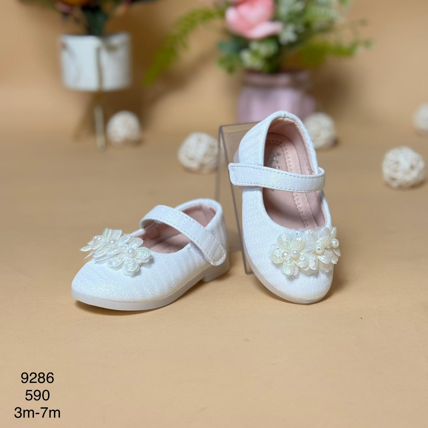 Baby Girl White Floral Shoes