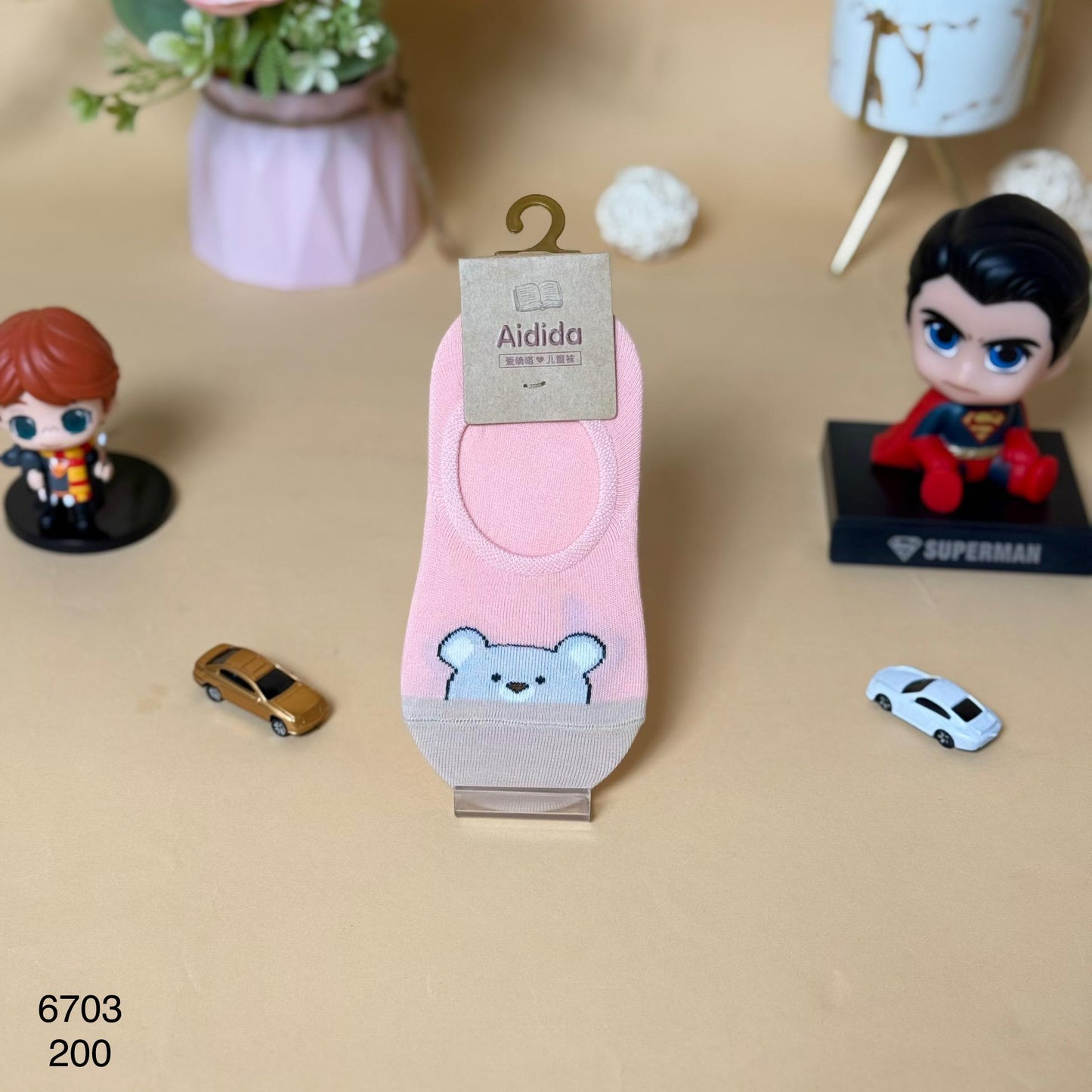 Kids Pink Teddy Loafer Socks
