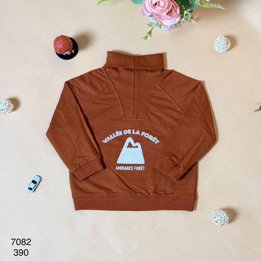 Boys High Neck Brown Sweatshirt