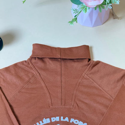 Boys High Neck Brown Sweatshirt