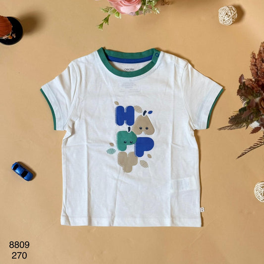 Boys White Printed T-Shirt